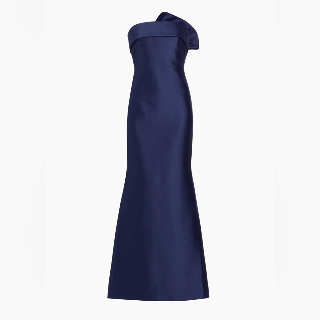Badgley Mischka Navy Off-Shoulder Gown
